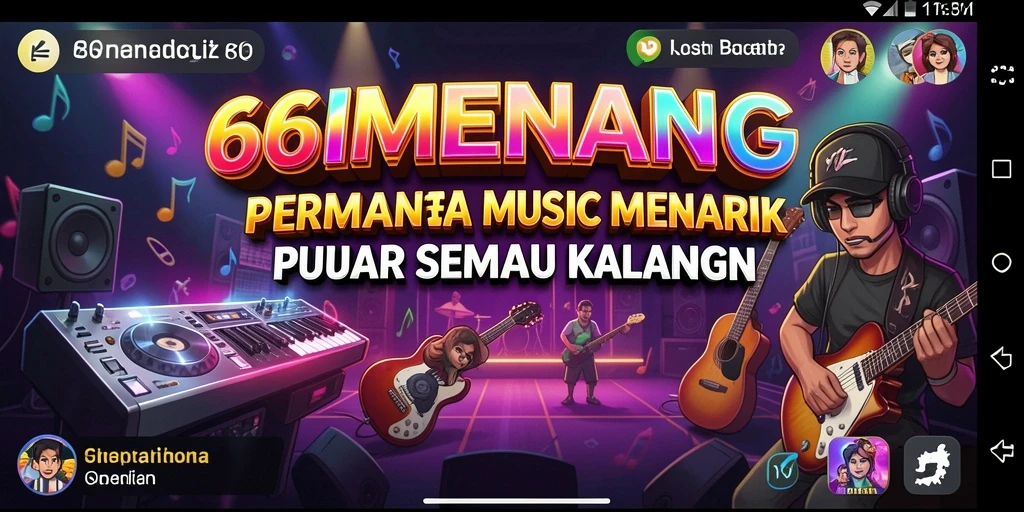 Tampilan gameplay <strong>66MENANG</strong> dengan berbagai pilihan musik interaktif.