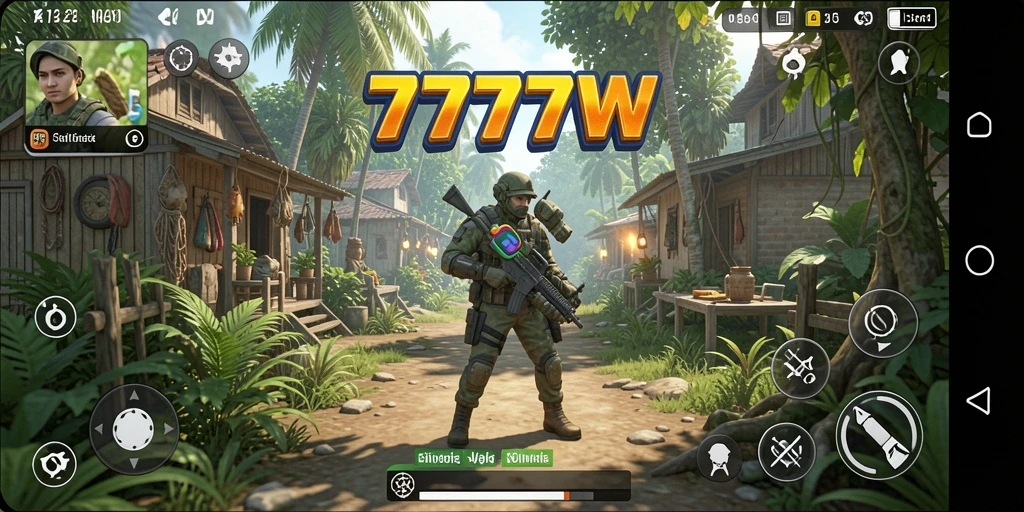 Screenshot gameplay <strong>7777W</strong> menampilkan karakter dalam misi interaktif yang seru.