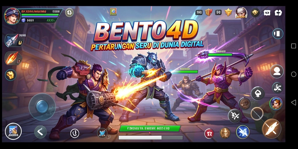 Screenshot BENTO4D menampilkan aksi pertarungan yang intens dan karakter unik.