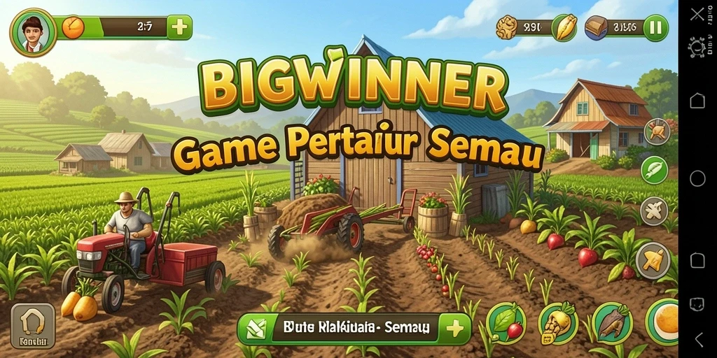 Tampilan gameplay <strong>BIGWINNER</strong> yang seru saat bercocok tanam dan merawat tanaman.