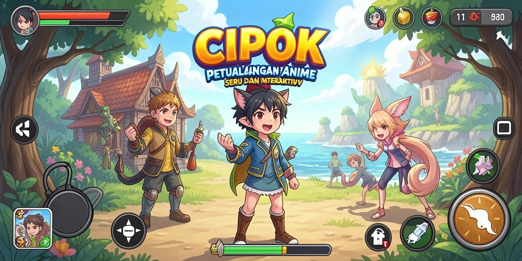 Screenshot gameplay CIPOK dengan aksi karakter Anime yang dinamis.