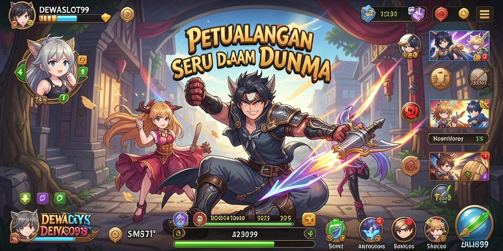 Tampilan gameplay seru DEWASLOT99 dengan karakter anime yang beragam.
