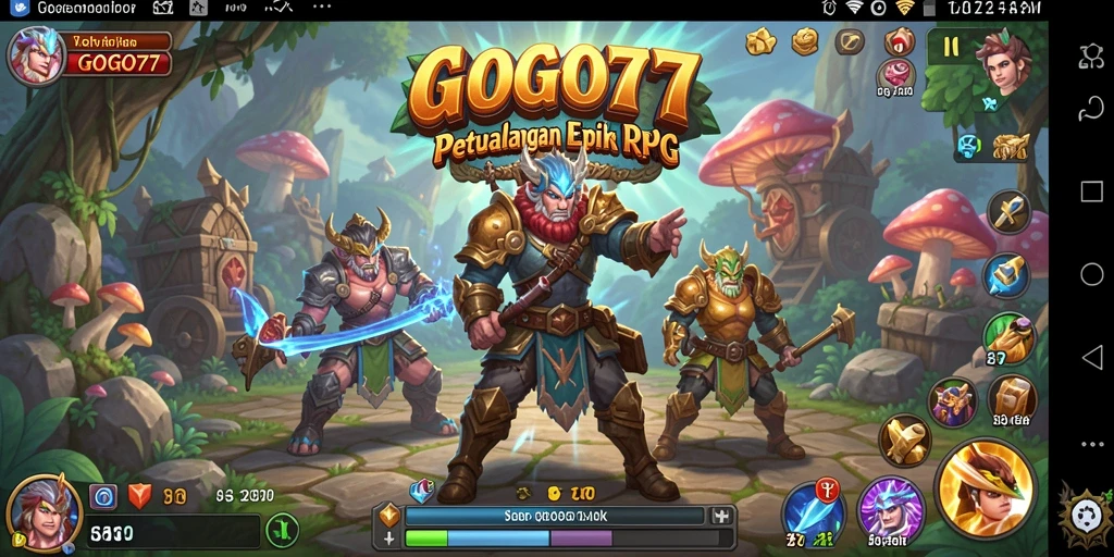 Tampilan gameplay GOGO77 yang menarik dengan karakter dan monster fantastis.