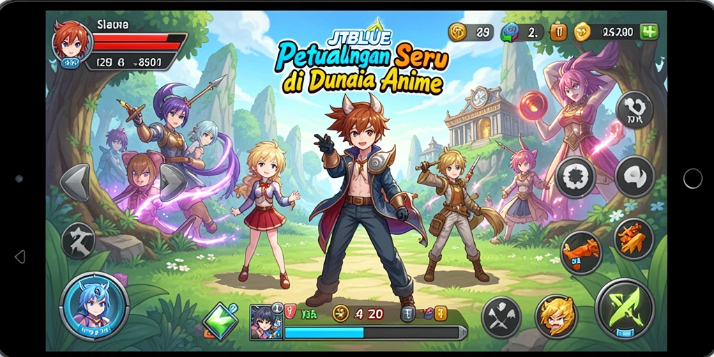 Screenshot gameplay JTBLUE menampilkan karakter Anime yang beraksi epik.