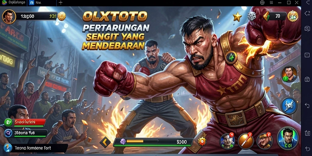 Screenshot menampilkan pertarungan seru dalam OLXTOTO dengan karakter yang beraksi.