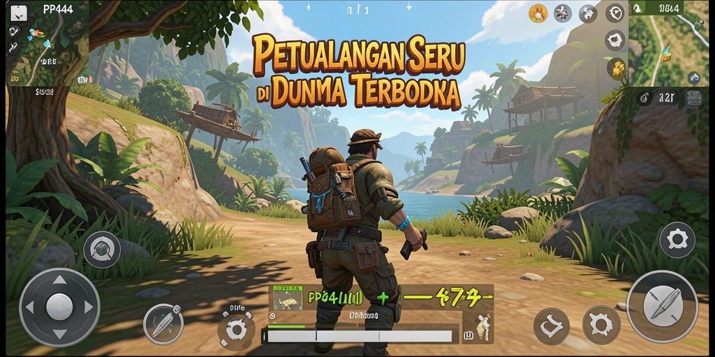 Screenshot gameplay PP444 menampilkan eksplorasi dunia terbuka yang luar biasa.