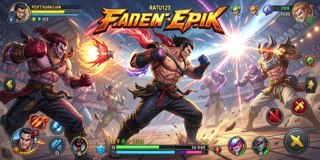 Tampilan gameplay RATU123 yang mendebarkan dalam pertarungan Fighting.