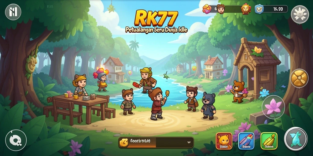 Tampilan gameplay RK77 yang mengasyikkan dalam dunia Idle.