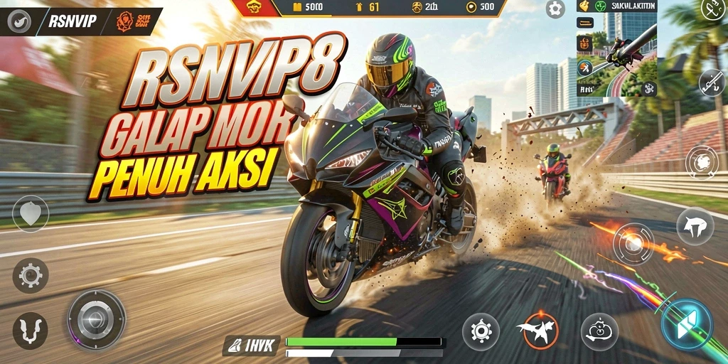 Tampilan balapan motor yang seru dan menegangkan di RSNVIP8.