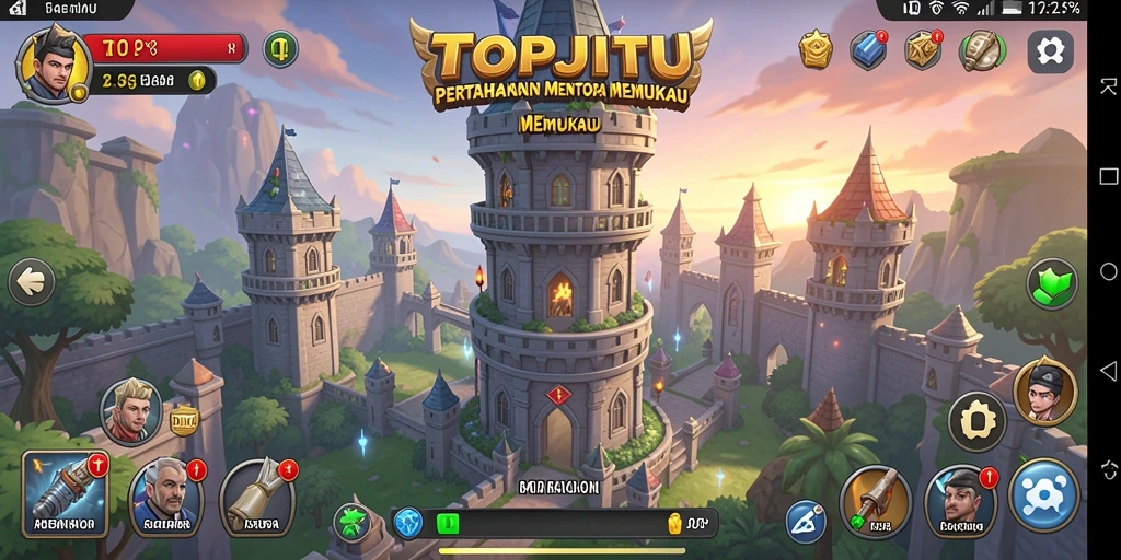 Tampilan gameplay menakjubkan dari TOPJITU dengan strategi Tower Defense.
